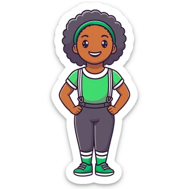 black girl with green braces on her teeth smiling sticker