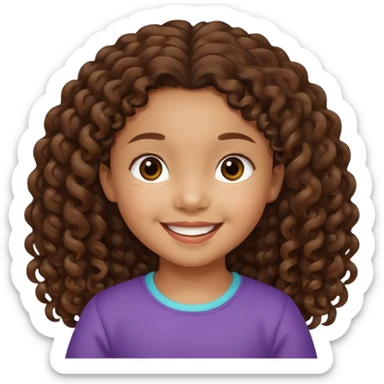 5 year old blasian girl with long brown curly hair sticker
