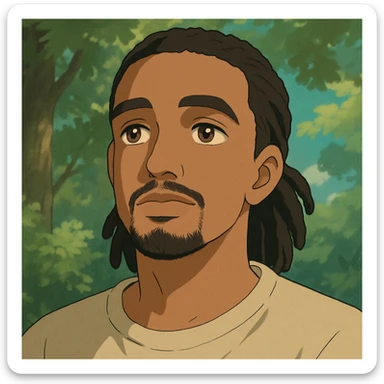 Jalen in Ghibli style, close-up portrait, dreamy eyes sticker