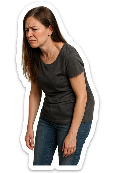 fai immagine identica ma di una donna con capelli lunghi, iperrealistico 4k, postura storta con spina dorsale storta sticker