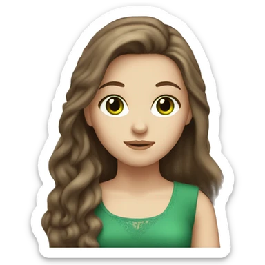 White girl with long brown hair and green eyes sticker