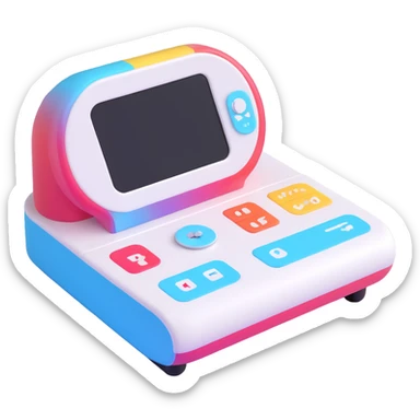 Enhance the image to look more like a 3D emoji, depicting a modern hospital device such as a heart monitor or medical scanner. Keep the design playful, rounded, and colorful with no background. sticker