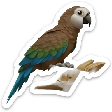 a brown parrot reading the bible sticker