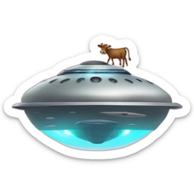 ufo saucer abducting a cow sticker