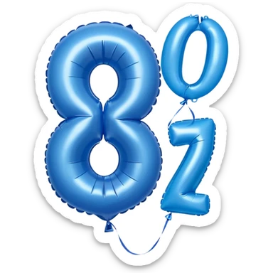 one balloon that has a shape of three (3) on the left side and another one that has a shape of a zero (0) on the right side. both of them have a blue color. i want it to have a birthday vibe sticker