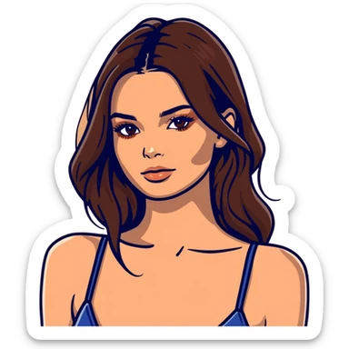 Emily Ratajkowski, beautiful fashion model with brown eyes, long brown hair, defined cheekbones sticker