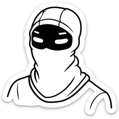 A cool hustler wearing a white balaclava and looking confident sticker