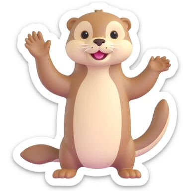 cream color otter, waving, friendly expression sticker