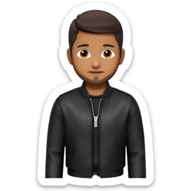 Usher with dark brown hair, black leather outfit sticker