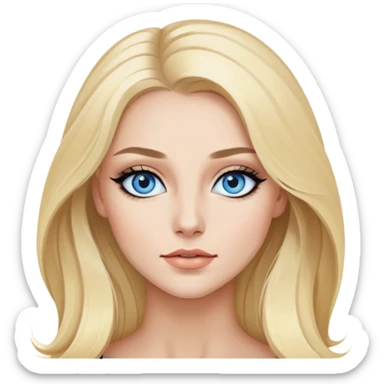 blonde, blue eyes baddie,pretty makeup, black eyeliner, long hair sticker