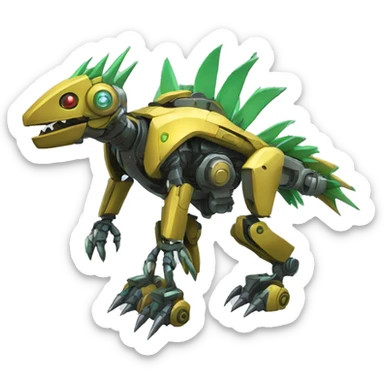 a futuristic mechanical spiky Medabot-lizard-raptor full body sticker