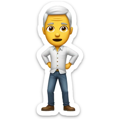 man with a confused face because he put two legs in one pant leg sticker