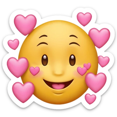 
A drooling, love-struck yellow one face emoji with floating pink hearts sticker