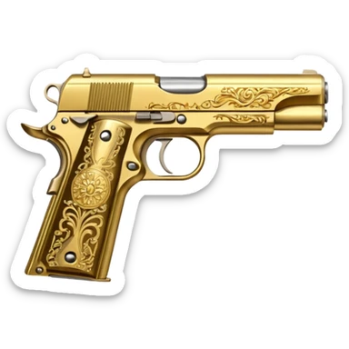 Gold colt 1911 pistol sticker