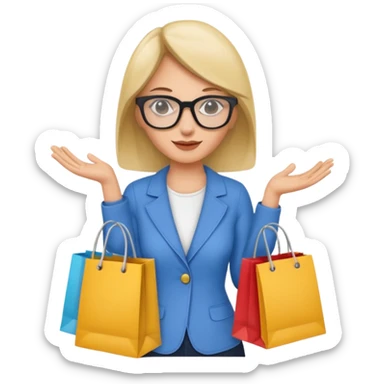 gincer woman with glasses holding shopping bags sticker