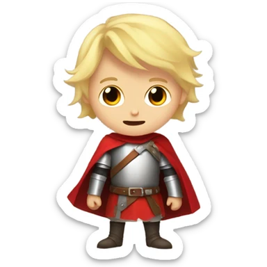 A by with blonde hair and red eyes, wearing a red knight tunic being dizzy and drunk sticker