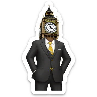 Big Ben clock with suit sticker