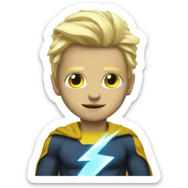 Blond hair yellow eyes boy with lightning superpowers sticker