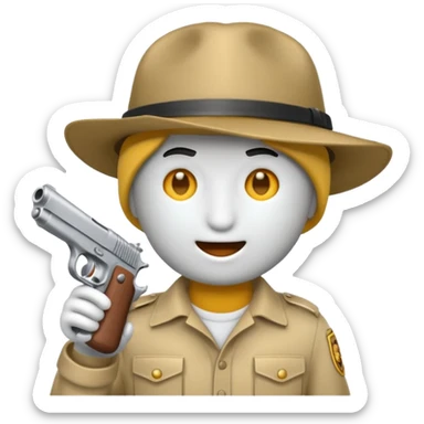 As un emoji blanco con una gorra y una garrafón un pistola y que tenga acepto gánster sticker