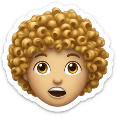 Curly hair Woman with his mouth open as if he's pretending to eat the thing it is facing sticker