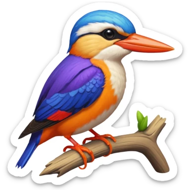 Bold, bright, hyperrealistic, mirco-detailed black-backed dwarf kingfisher, isolated, 3d rendering, 600 dpi, 16k sticker