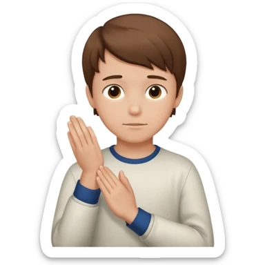 Like the left hand in horizontal and one hand bows with respect boy sticker