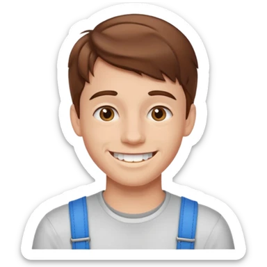 a young guy with braces smiling sticker