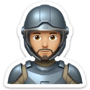 futuristic armored soldier human portrait, head and shoulders only, tan skin, short beard, helmet visor, sci-fi armor details, 3D cartoon, mobile game icon style, clean background, no text, no watermark

 sticker
