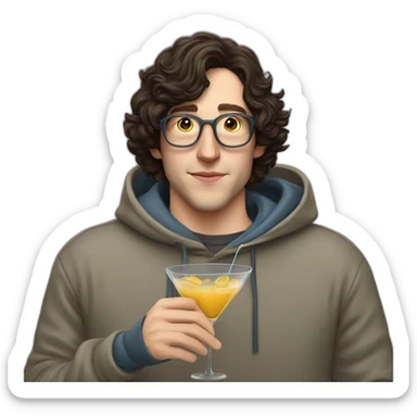 josh brener realistic with hoodie sipping martini sticker