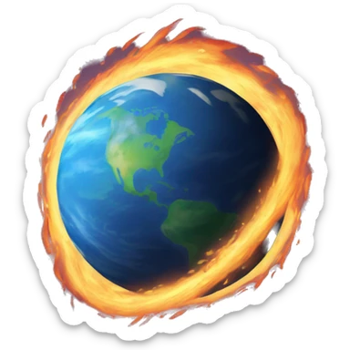 Earth as a comet flaming streak sticker