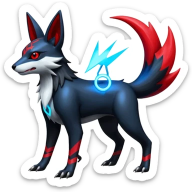 Futuristic Mature Realistic Shiny Cool Edgy Handsome Badass Zangoose-Electrike-Umbreon-Houndoom-Genesect-Pokémon-Fakémon-hybrid-creature sticker