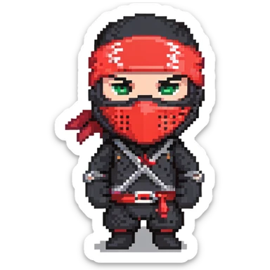 Masked ninja, red headband sticker