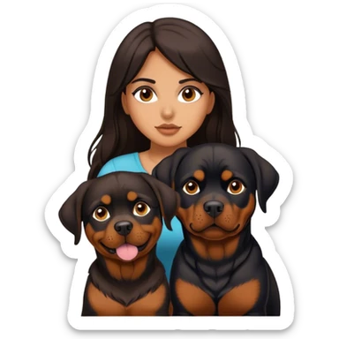 Latina with long dark brown hair and her Rottweiler sticker