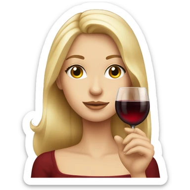 Pretty blonde, white girl holding a glass of red wine sticker