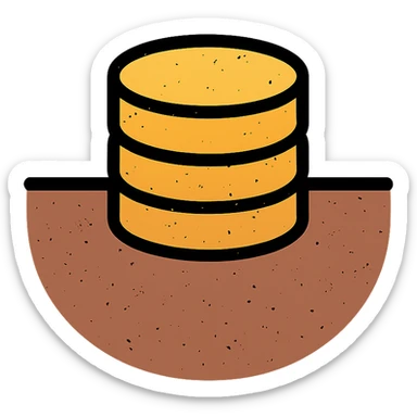 stacked disks partially submerged below a horizontal line suggesting underground with worn distressed effect sticker