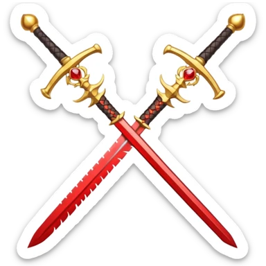 Golden fiery royal two crossed swrods with red gem and golden blade and golden handle sticker
