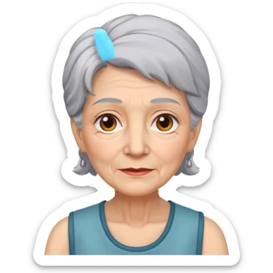 Old Women In Sleeveless, hair sticker