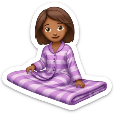 Brown skin girl with pajamas on dragging a blanket  sticker