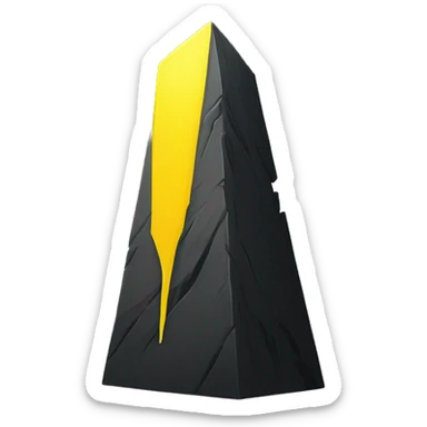 slanted, tall monolith with yellow and black coloring and yellow beam coming from the top sticker