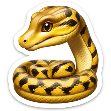 cinematic-cute-anaconda-portrait-emoji,-head-tilted-playfully-and-inquisitively,-with-a-sleek,-shimmering-body-adorned-with-detailed-scale-sriped patterns-and-round,-sparkling-eyes-full-of-wonder,-simplified-yet-irresistibly-adorable-features sticker