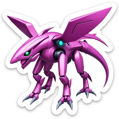  Cool Edgy Shiny Futuristic Ethereal Legendary Digimon-Genesect-Palkia-hybrid full body sticker