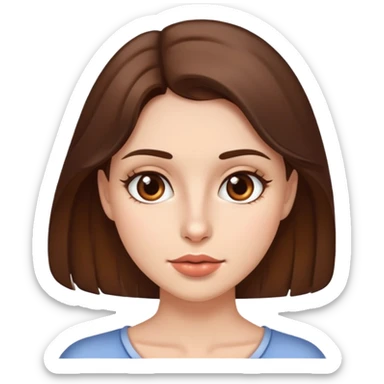 Mujer bonita con piel clara, ojos marrones y pelo castaño, y un lunar chico arriba de la boca a la derecha sticker