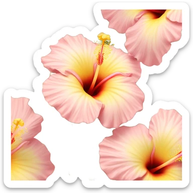 light pink and yellow hibiscus flowers  sticker