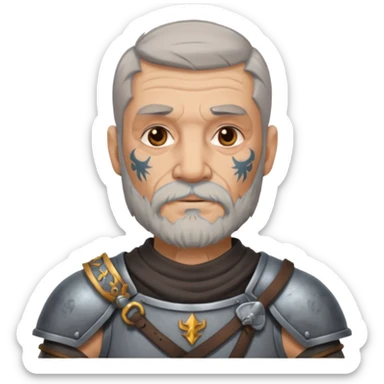 elderly tattooed knight, tattooed shoulder sticker