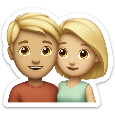 A couple hugging. A girl with blonde strands and brown hair , short and petite. A boy with fair short hair , tall and strong  sticker