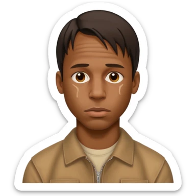 Create an iOS-style emoji of travis scott. Neutral facial expression, no emotion. Front-facing head only, clean Apple emoji aesthetic, smooth shading, simple shapes, no text, no accessories, plain background. sticker