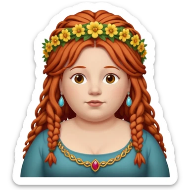 fat redhead woman with dreadlocks and floral tiara sticker