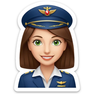 Stewardess Emirates with loung hair Green eyes sticker