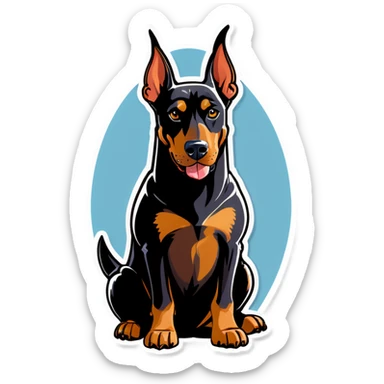 doberman dog wearing an ac/dc tshirt sticker
