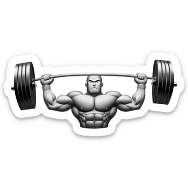 Powerlifting emblem featuring a stylized barbell with heavy weights, bold and strong font, dynamic lines, and muscular silhouette. Clean, modern, and impactful design, suitable for representing the strength and power of the sport. Transparent background. sticker